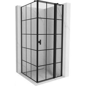 MEXEN/S - Mist T sprchový kout dveře křídlové pravá 85 x 85, černá dekor, černá 8A4T-085-085-70-77-P