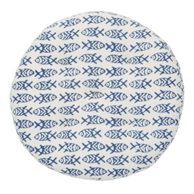 MADAM STOLTZ Kulatý podsedák Fishes Blue Ø 45 cm, modrá barva, textil