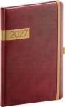 NOTIQUE Týdenní diář Twill 2027 bordó-zlatý / 15 x 21 cm