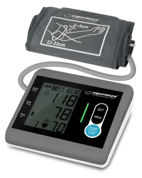 Esperanza ECB004 šedá / Pažní tlakoměr / poloautomatický / manžeta 22–32 cm / paměť 180 měření (ECB004)