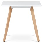 Jídelní stůl 80x80x75 cm, MDF, bílý matný lak, masiv buk