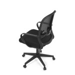 Židle kancelářská, černý MESH a černá látka, plastový kříž, houpací mechanismus.