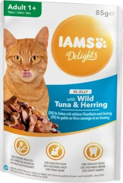 IAMS Delights Adult tuňák a sleď v želé / Kapsička pro kočky / 85 g (173-150144)