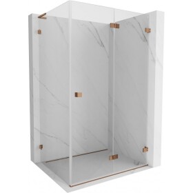 MEXEN/S - Lunar-F L sprchový kout skládací dveře pravá 90 x 80, transparent, růžové zlato 836L-090-080-60-00-P