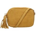 Módní dámská kožená crossbody kabelka Kalea, žlutá