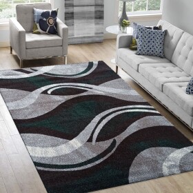 DumDekorace Originální koberec s abstraktním vzorem v zelenošedé barvě Šířka: 160 cm | Délka: 220 cm