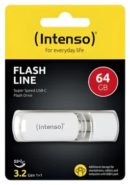 Intenso FLASH LINE 64GB bílá / Flash disk / USB-C 3.2 Gen 1 / čtení až 70 MB/s (3538490)