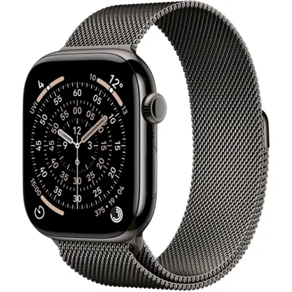 Apple Watch Series 11 GPS+Cellular 46mm Břidlicově šedé titanové tělo - Břidlicově šedý milánský tah S/M / 130–180 mm (MFD34MP/A)