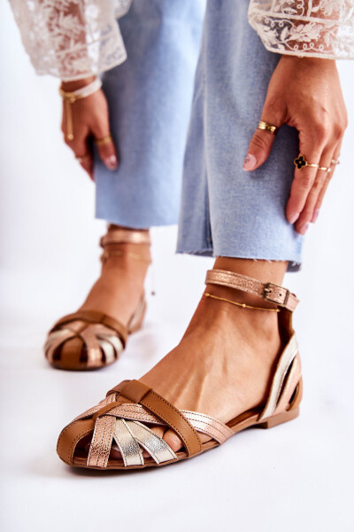 Kožené dámské sandály Maciejka 01924-32 Zlato-hnědá 40