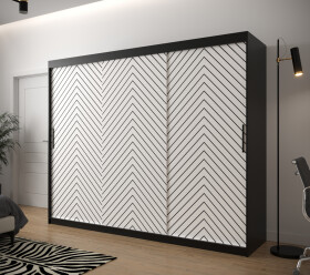 Šatní skříň Abi Jodelka 1 Barva korpusu: Černá, Rozměry: 250 cm, Dveře: Bílá mat