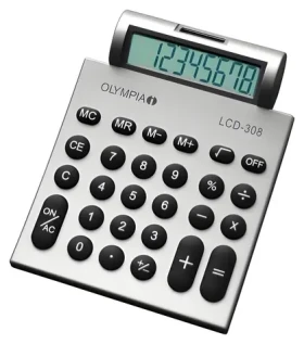 Olympia LCD-308 stříbrná / Kalkulačka / Stolní / 8 míst / Solární a bateriové napájení (941911007)