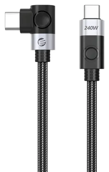 Orico CW240 černá / Kabel USB-C na USB-C / lomený konektor / PD 240 W / 1 m