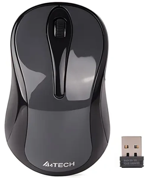 A4tech G3-280N šedá / Bezdrátová optická myš / 1200 DPI / 2.4 GHz / Silent Click / 3 tlačítka / Baterie 1x AA (G3-280NS GG)