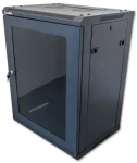XtendLan Nástěnný rozvaděč 15U černý / Nástěnný rozvaděč / 19" / 600x450 mm / nosnost 60 kg / skleněné dveře (WS-15U-64-BLACK-U)