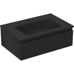 MEXEN/S - Rivel koupelnová skříňka 70 cm s umyvadlem Otis, 1 šuplík, reliéf , černá mat 91A20-07023-1-BF71-W18M71