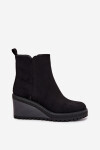Zateplené boty na platformě z eko semiše černé Mavona 39
