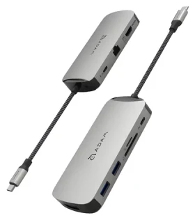 Adam Elements CASA X DP šedá / USB-C Hub / 10 v 1 / DisplayPort / 8K (AAPADHUBXDPGY)