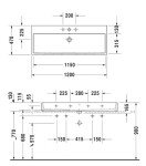 DURAVIT - Vero Air Dvojumyvadlo nábytkové 120x47 cm, s přepadem, s otvory pro baterie, WonderGliss, bílá 23501200261