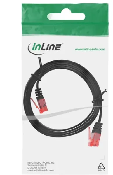 InLine černá / Patch kabel / Cat.6 / U/UTP / plochý / RJ-45 / 1 m (71601S)