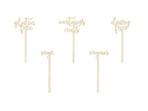 PartyDeco dřevěné informační zápichy do zákusků (5 ks)