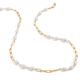 ELENYS Nacre Link – pozlacený náhrdelník 18K žluté zlato Délka: 61 cm