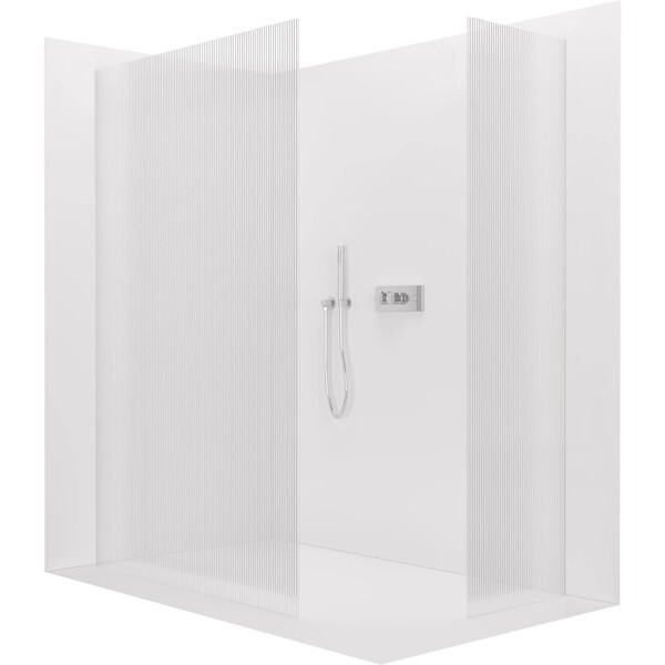 CERANO Sprchová zástěna Walk-in Crystal T L/P - 8 mm - bezvzpěrový systém - chrom, rýhované sklo - 120x50x200 cm