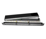 19" Patch panel LYNX 24port, STP, Cat6, 30µm, duální svorkovnice, černý EDF_1045684