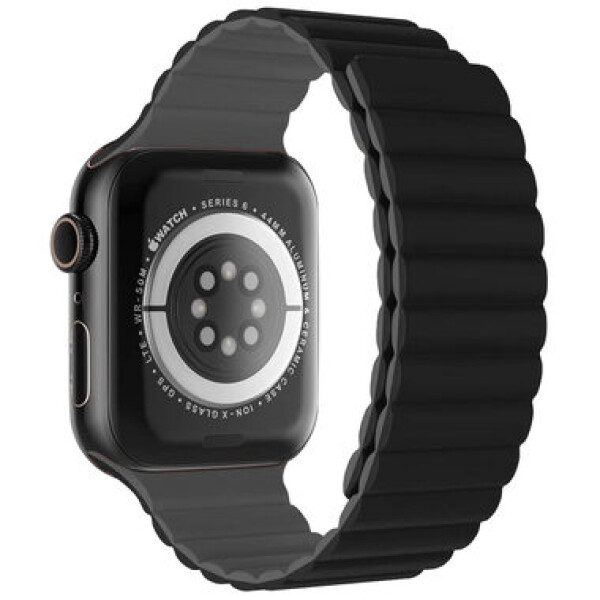 SWISSTEN Silikonový magnetický řemínek pro Apple Watch 42/44/45/49mm černo-šedá (46000511)