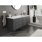 MEXEN/S - Rivel koupelnová skříňka 140 cm s umyvadlem Otis, 2 zásuvky, reliéf , grafit mat/bílá mat - 91A20-14047-2-BFF66-W18M 91A20-14047-2-BFF66-W18M01