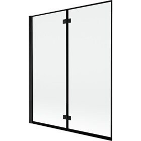 MEXEN - MIST vanová zástěna 140x150 cm 6mm 2-s, černá, okraj, levá 8A9-140-002-70-70-L
