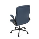 Křeslo kancelářské, tmavě modrá ekokůže, kovový kříž, kolečka na tvrdé podlahy