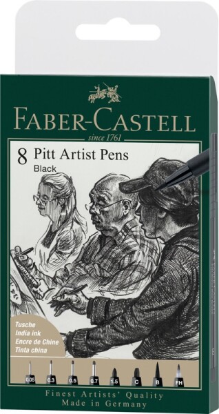 Faber-Castell Pitt Artist Pens sada 8 ks různé hroty černý inkoust