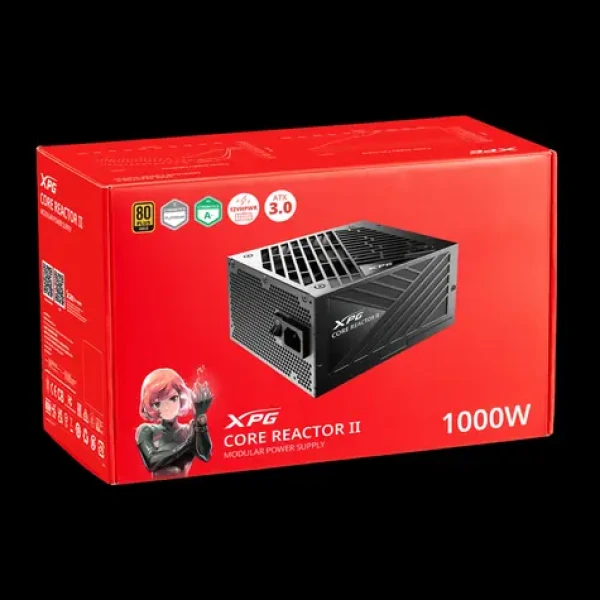 ADATA XPG CORE REACTOR II černá / Zdroj / 1000 W / ATX 3.0 / 80 PLUS Gold / plně modulární / 135mm ventilátor (COREREACTORII1000G-BKCEU)