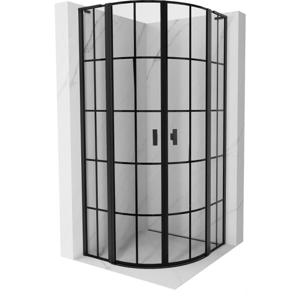 MEXEN/S - Mist L sprchový kout čtvrtkruh, křídlové 80 x 80, černá kratka, černá 8A32L-080-080-70-77