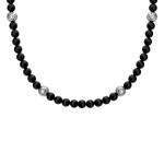 Pánský korálkový náhrdelník Luigi - přírodní onyx, Černá 70 cm