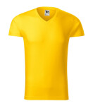 Slim Fit V-neck tričko pánské žlutá S