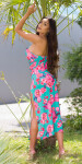 Sexy letní šaty s XL rozparky na nohou a květinovým potiskem ORANGE Einheitsgroesse