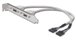 PremiumCord USB vývod z desky na záslepku stříbrná / Redukce / 2x USB-A / 20 cm (kuzas)