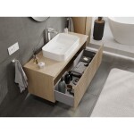 MEXEN/S - Rivel koupelnová skříňka pod umyvadlo 120 cm s deskou, 1 šuplík, reliéf , dub 91A20-12047-1-BFC81