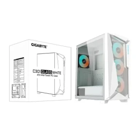 GIGABYTE C301 GW V2 bílá / Počítačová skříň / Midi Tower / tvrzené sklo / ATX / bez zdroje / ARGB (C301GW V2)