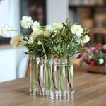 HANATABA Skleněná váza Flower Flute – set 8 ks, čirá barva, sklo