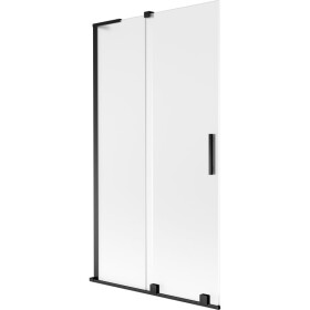 MEXEN/S - Velar L dvoukřídlá posuvná vanová zástěna 100 x 150, dekor, černá 896-100-003-31-70