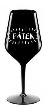 PÁTEK - černá nerozbitná sklenice na víno 470 ml
