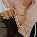 Perlový náramek Blanca Gold - chirurgická ocel, sladkovodní perla, Zlatá 18 cm