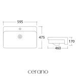 CERANO - Umyvadlo keramické - polozápustné - Ravelo - bílá lesklá - 59,5x47,5 CER-680350
