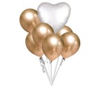 Balónky chromové zlaté a bílé srdíčko set balonky.cz Balónky chromové zlaté a bílé srdíčko set balonky.cz