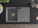 MEXEN/S - Bruno granitový dřez 1-miska s odkapávačem včetně baterie Carla, šedá 6513-71-670700-70