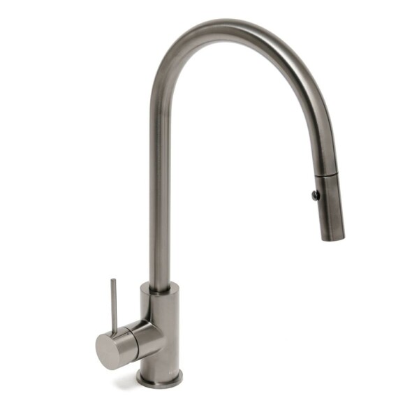Dřezová baterie SAT Aurum s vytahovací sprškou, 2 proudy broušený gun metal SATBAUR286BGM SATBAUR286BGM