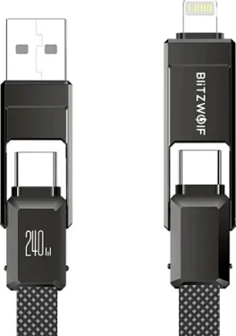 Blitzwolf BW-HDC7 4 v 1 USB-C + Lightning na USB-A + USB-C černá / 240W / 1.2 m (BW-HDC7)