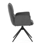 Židle jídelní, šedá látka, 360° vratný mechanismus, černý kov